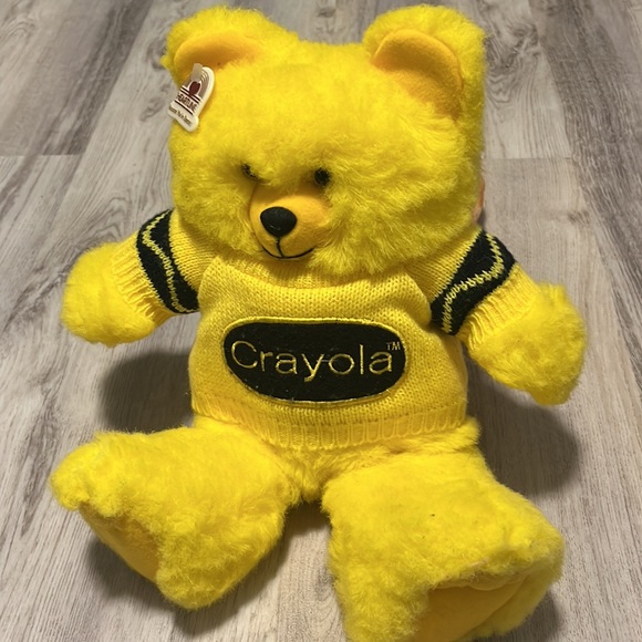 Vintage 1986 Crayola Bear Yellow Plush Brinney And Smith Heartline 13 Inches - Picture 3 of 5